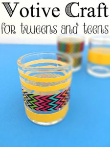 Here is a super easy and super cheap votive tea light craft that you can do with tween and teen girls.