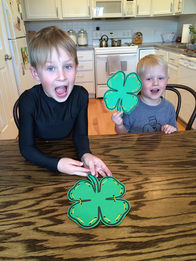Kids will love doing these shamrock lacing cards for St. Patrick's Day! Free printable.