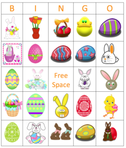 Click here to get your free printable for Easter bingo!