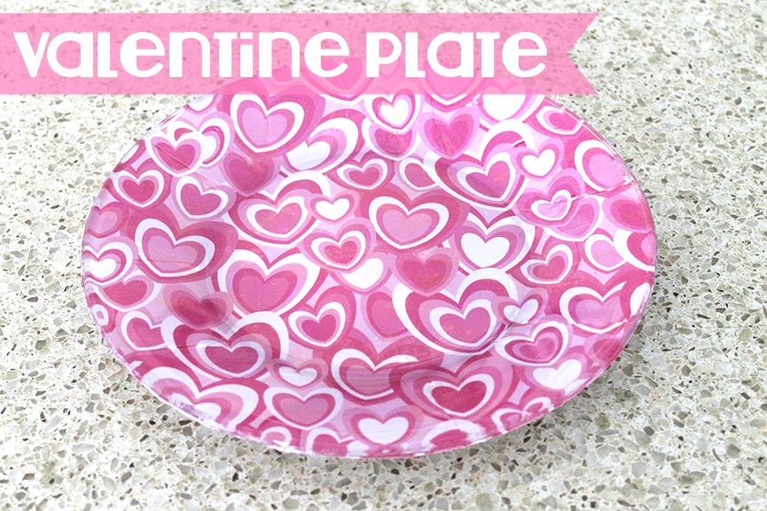 Wow! Make this washable Valentine plate with scrapbook paper by using dishwasher safe Mod Podge!