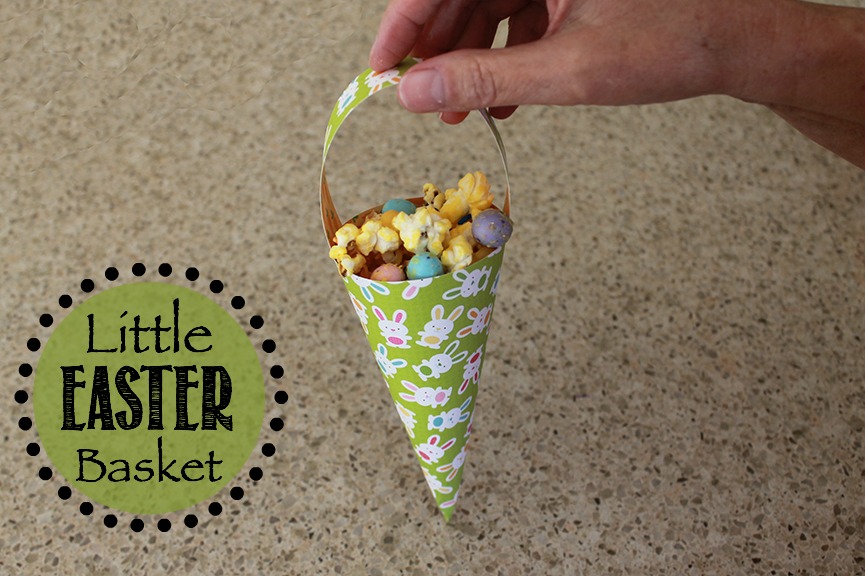 See how to make this cone-shaped Easter basket. Free printable.