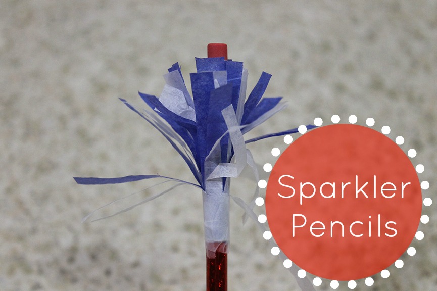 Sparkler pencils are a quick patriotic craft to do with kids that you can complete in less than 10 minutes!