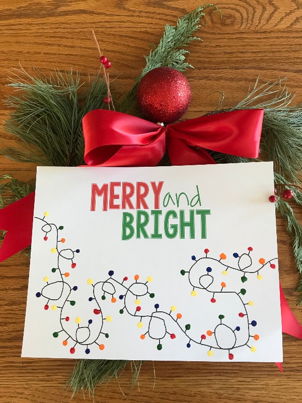 Get a free printable to make this fun Christmas lights craft.