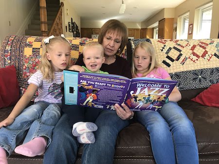 My grandkids enjoyed listening to me read about jazz music.