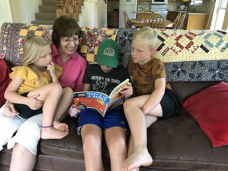 Reading The Screaming Hairy Armadillo by Matthew and Steve Murrie children's book with my grandkids.